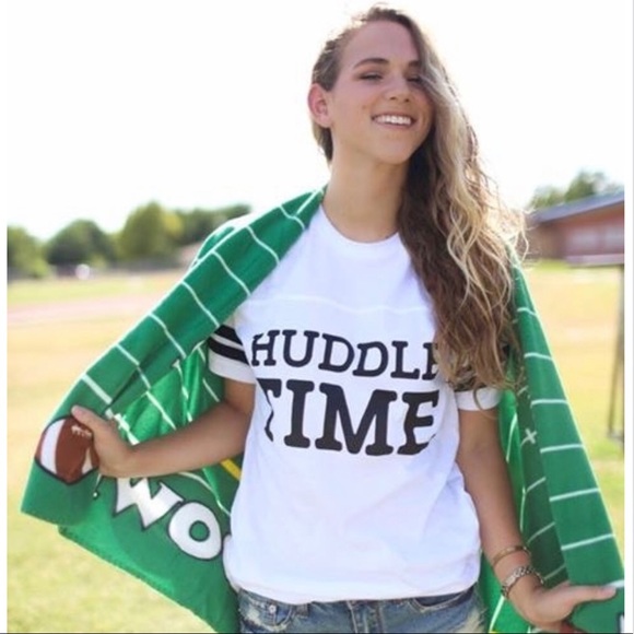 “HUDDLE TIME" WHITE FOOTBALL—GRAPHIC TEE!! BNWOT!! - Picture 3 of 6